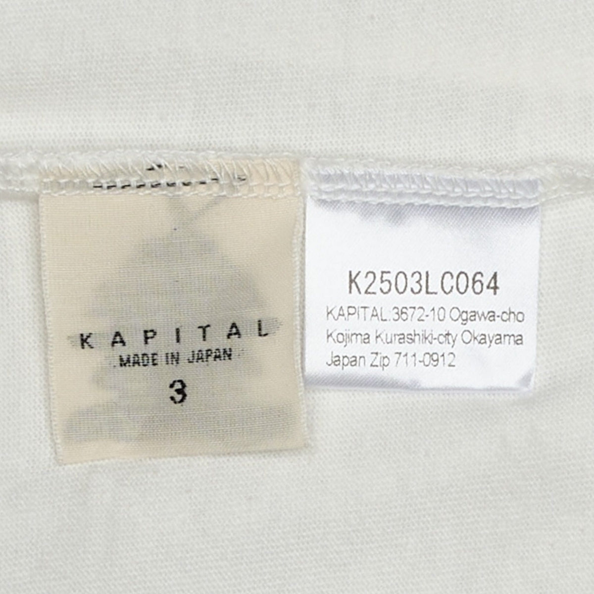 Kapital Pekish Logo Long Sleeve Tee Shirt White Yellow Multi