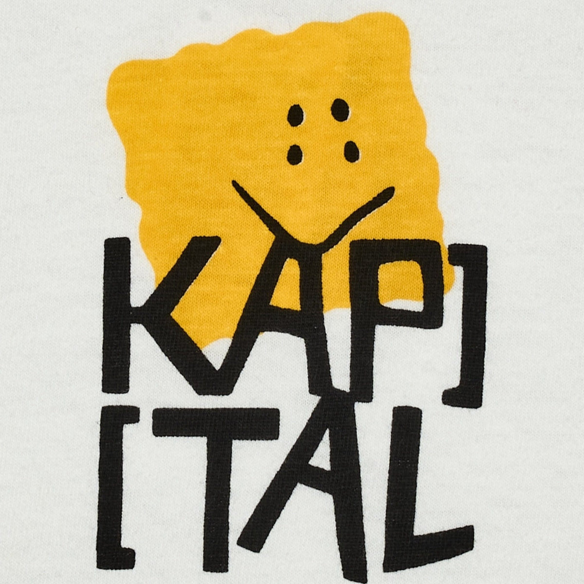 Kapital Pekish Logo Long Sleeve Tee Shirt White Yellow Multi